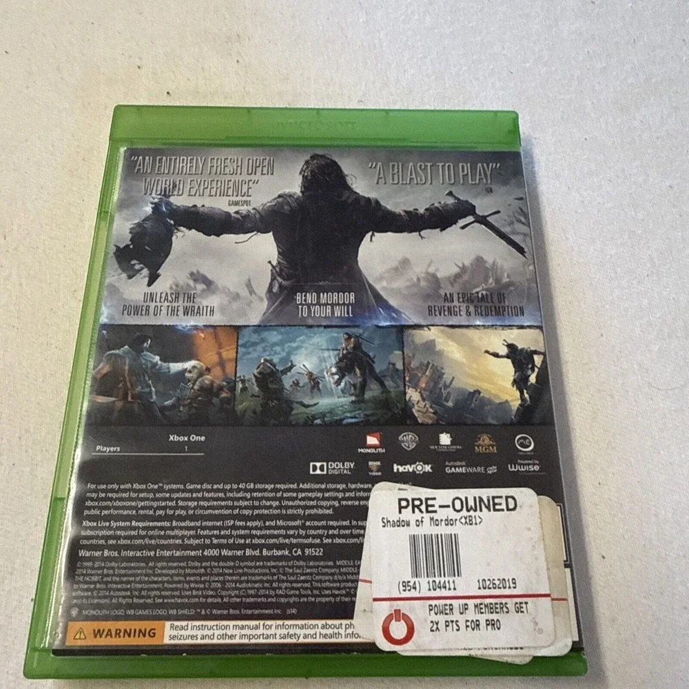 Middle-earth: Shadow of Mordor (Microsoft Xbox One, 2014)‎
